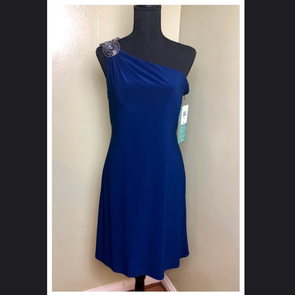 Blue one shoulder beautiful dress new with tags